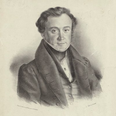 Porträtt av kompositören Johann Wenzel Kalliwoda 1801-1866. av Friedrich Gustav Schlick