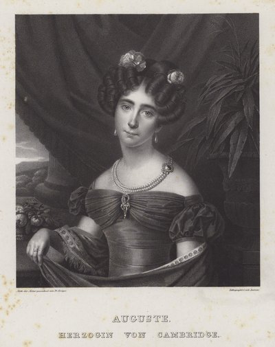 Augusta, hertiginna av Cambridge (litho) av Friedrich Jentzen