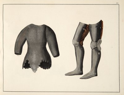 Pansar, plåt från A History of the Development and Customs of Chivalry, av Dr Franz Kottenkamp, utgiven av Carl Hoffmann, 1842 av Friedrich Martin von Reibisch