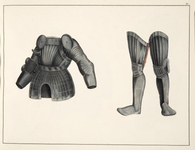 Pansar, plåt från A History of the Development and Customs of Chivalry, av Dr Franz Kottenkamp, utgiven av Carl Hoffmann, 1842 av Friedrich Martin von Reibisch