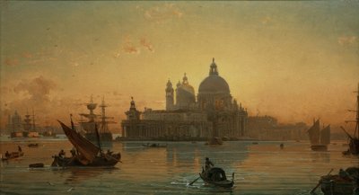Kvällsstämning i Venedig med Santa Maria della Salute av Friedrich Nerly