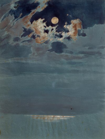 Brutet molntäcke vid fullmåne av Friedrich Nerly