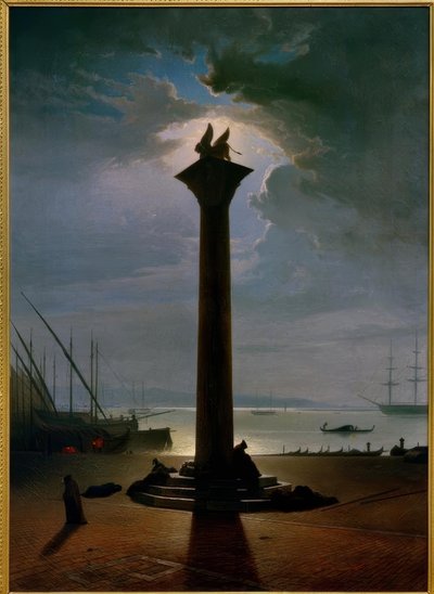 Markuspelaren i Venedig i månsken av Friedrich Nerly