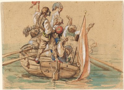 Grekiska sjömän på en venetiansk kanal av Friedrich Nerly