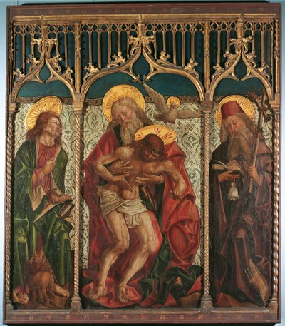 Heliga treenigheten mellan St. Mark och Antony Hermitage av Friedrich Pacher