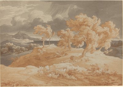 Italienskt kustlandskap med åskväder av Friedrich Preller the Elder