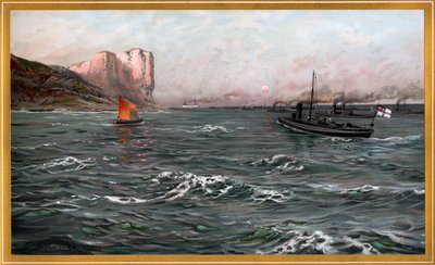 Imperial Navy Bliz med torpedbåtsdivisioner nära Stubbenkammer av Friedrich Schwinge, nr10 från G. Wislicenus, Our Navy. av Friedrich Schwinge