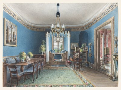 Det blå rummet, Schloss Fischbach, 1846 av Friedrich Wilhelm Klose
