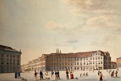 Kungens torg i Kassel (penna & akvarell på papper) av Friedrich Wilhelm Selig