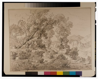 Faun och nymf i arkadiskt landskap av Friedrich the Elder Preller