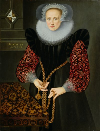 Porträtt av Aefge Gijbland, sjutton år, 1598 av Friesian School