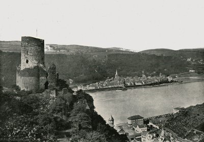 Katz med utsikt över Rhen, St Goarshausen, Tyskland, 1895. av Frith and Co