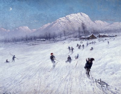 Vintereftermiddag under Ulriken (Bergen) (olja på duk) av Frithjof Smith Hald