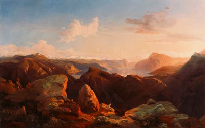 bergslandskap av Fritz (Friedrich) Bamberger