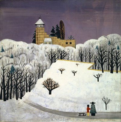 Birseck slott i snön av Fritz Baumann