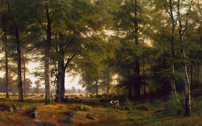 Ett skogslandskap med en koherde av Fritz Carl Werner Ebel