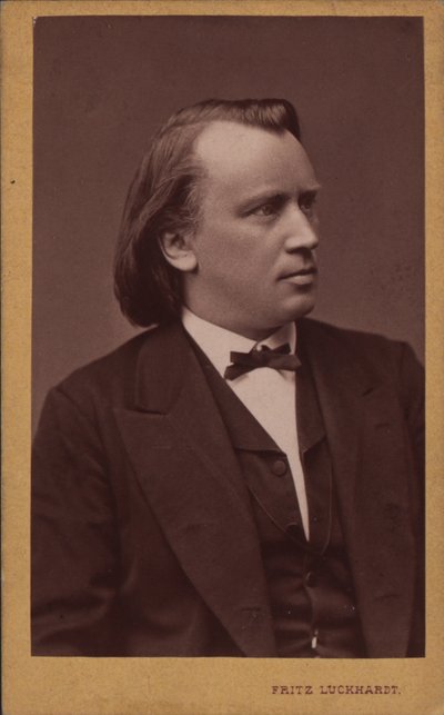 Porträtt av kompositören Johannes Brahms 1833-1897, ca. 1875. av Fritz Luckhardt