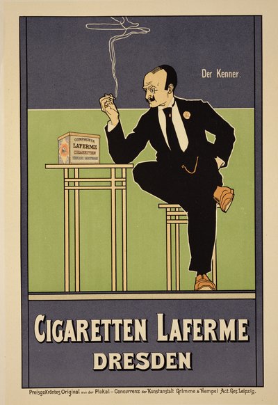 Reproduktion av en affisch med reklam för "Laferme"-cigaretter, Dresden av Fritz Rehm
