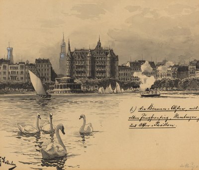 Binnenalster med Jungfernstieg av Fritz Stoltenberg