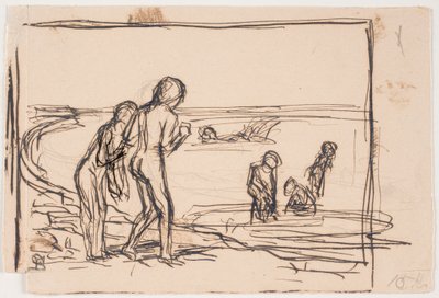 Badande barn på stranden av Fritz Syberg