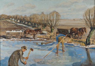 Drängar som hämtar is, 1927 av Fritz Syberg