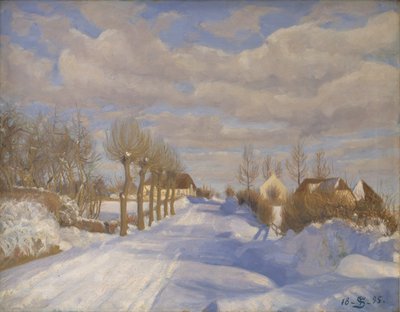 Snötäckt motorväg i solskenet av Fritz Syberg