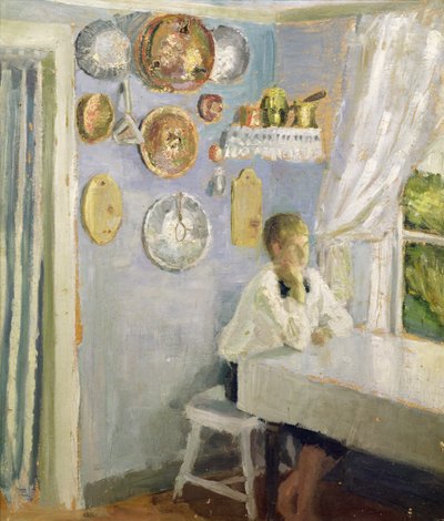 Harald vid frukostbordet, ca 1900 (olja på panel) av Fritz Thaulow