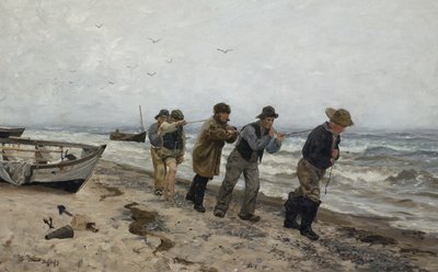Hemvändande fiskare, Skagen av Fritz Thaulow