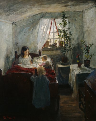 Interiör med barn av Fritz Thaulow