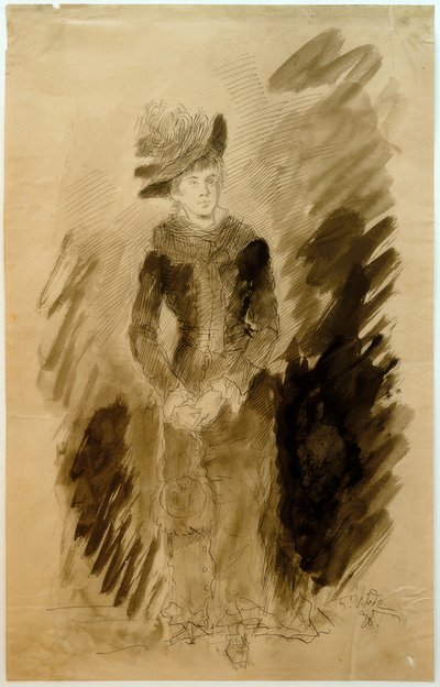 Ung kvinna (porträtt av fästmön Amalie Endres) av Fritz von Uhde