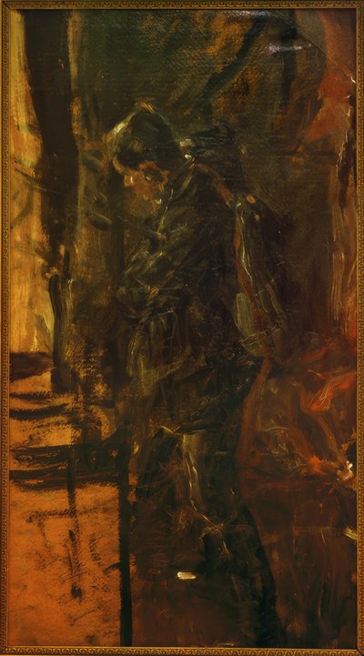 Studie av en man med ryggsäck av Fritz von Uhde