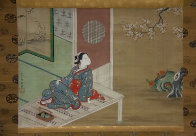 Kurtisan vilar på verandan, 1700-talet. av Furuyama Moromasa