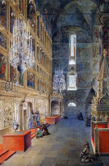 Interiör av Assumption Cathedral i Moskva Kreml, 1819 av Fyodor Alexeyev