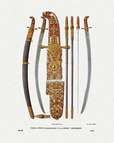 Storprins Vladimir II Monomakhs sabel av Kiev, 1840-talet av Fyodor Grigoryevich Solntsev