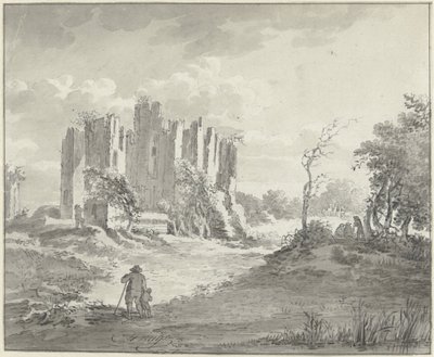 Landskap med ruiner och några bönder av G.F. Buijs (possibly)