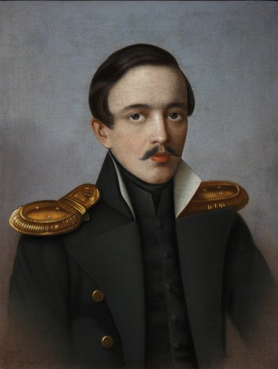 Porträtt av poeten Mikhail Lermontov 1814-1841, 1887 av G.F. Krylov
