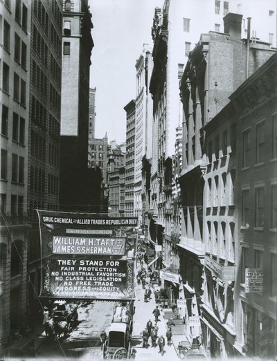 Taft och Sherman Banner på Maiden Lane, New York City, 1908 av G.P. Hall und Sohn
