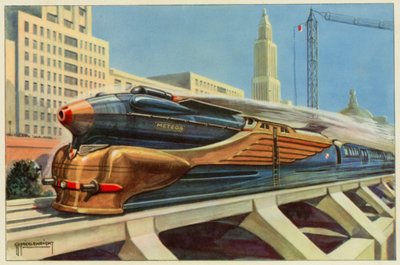 The Railroads of Tomorrow (färg litho) av G.P. Micklewright