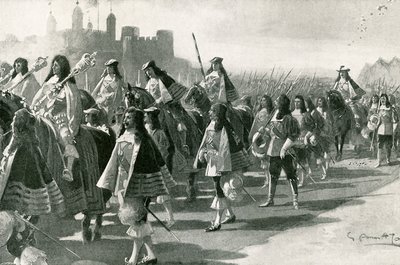 Den sista processionen från tornet: Karl II och hans följe på Tower Hill, 22 april 1661 av G.S. Amato