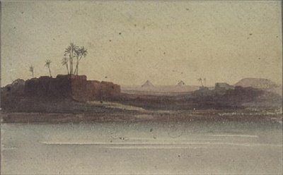 Första utsikten över pyramiderna från Nilen nära Kairo av G.S. Cautley