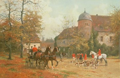 Ankomst till jakten, 1800-talet av G. Koch