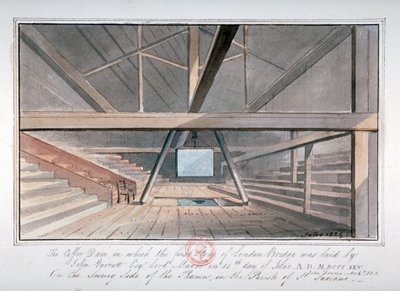 Utsikt över grunden för London Bridge, 1825 av G Yates