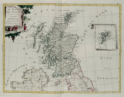 The Kingdom of Scotland, gravyr av G. Zuliani hämtad från Tome I of the Newest Atlas publicerad i Venedig 1776 av Antonio Zatta, Privat samling av G. Zuliani