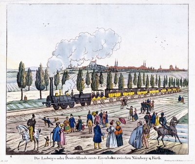 Invigning av järnvägen Nürnberg-Furth, 7 december 1835 av G. after Renner