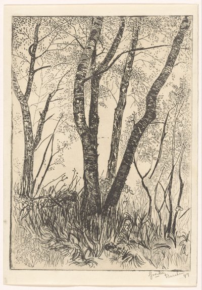 Träd i högt gräs av G. van der Mey (signed by artist)