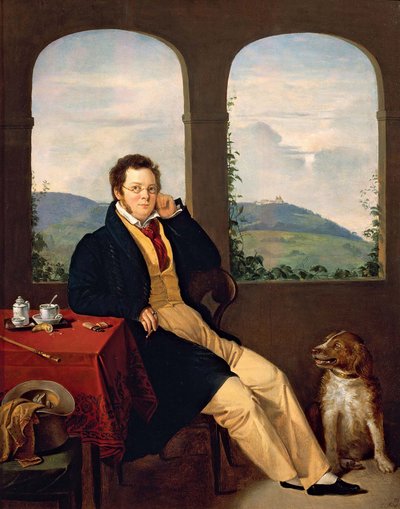 Porträtt av Franz Schubert 1797-1828, 1827. av Gabor Melegh