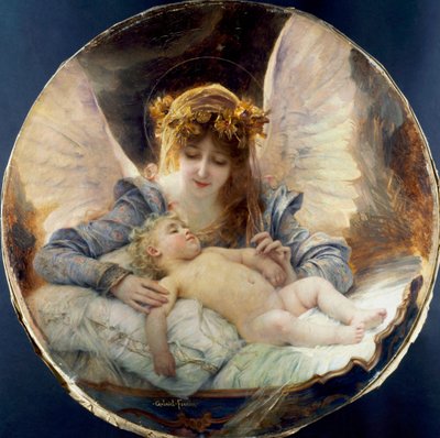 "Skyddsängeln" Målning av Gabriel Joseph Marie Ferrier (1847-1914) Privat samling av Gabriel-Joseph-Marie-Augustin Ferrier