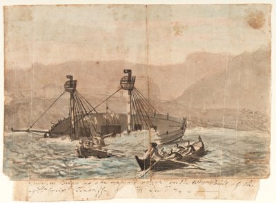 Expeditionen Brigg som hon såg ut att ha förlist på västra udden av ön Sta Cruiz Teneriffe december 1774 av Gabriel Bray