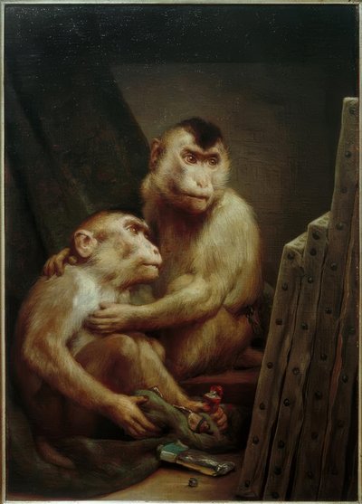 Apor tittar på målningar av Gabriel Cornelius Ritter von Max