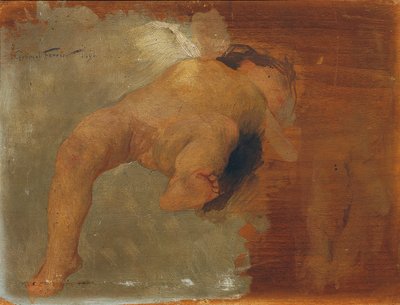 Liggande Putto av Gabriel Ferrier